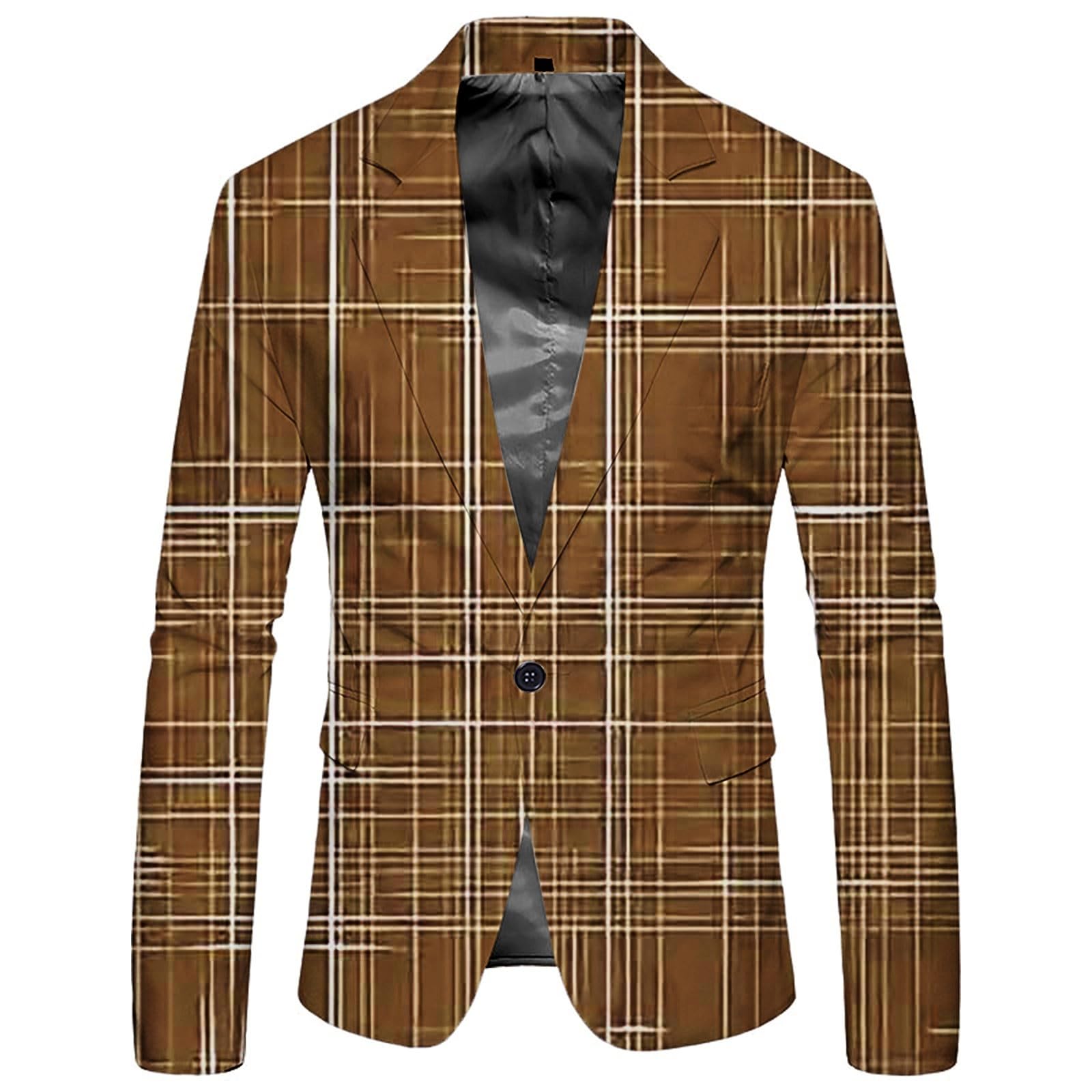 Blazer à carreaux simple boutonnage un bouton coupe ajustée chic - 3