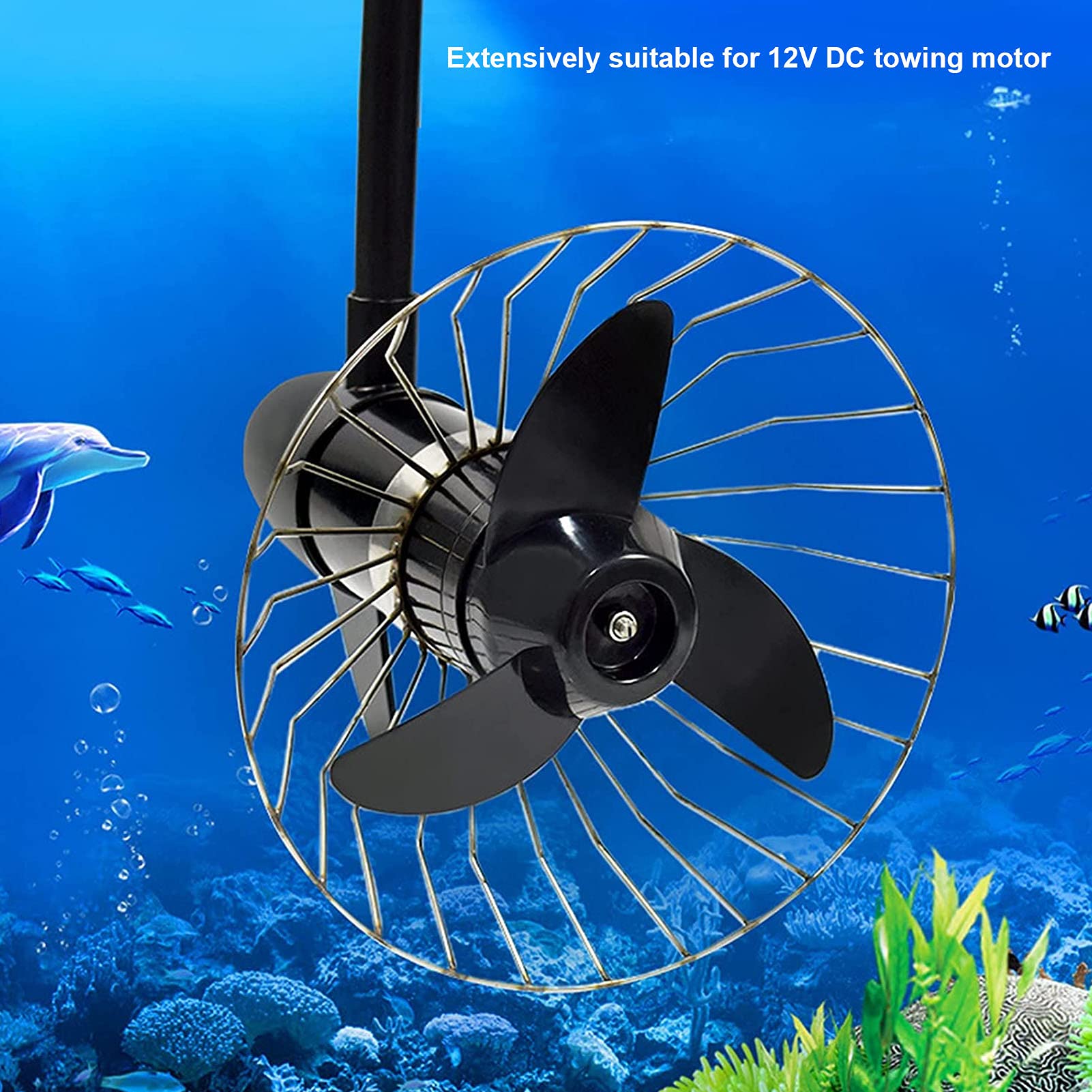 Keenso Propellerschutz, 12-V-Marine-Elektro-Außenborder-Sicherheitsnetzabdeckung Anti-Windung Anti-Kollisions-Verdickung Propeller-Netzschutz aus Edelstahl Andere Fahrzeuge