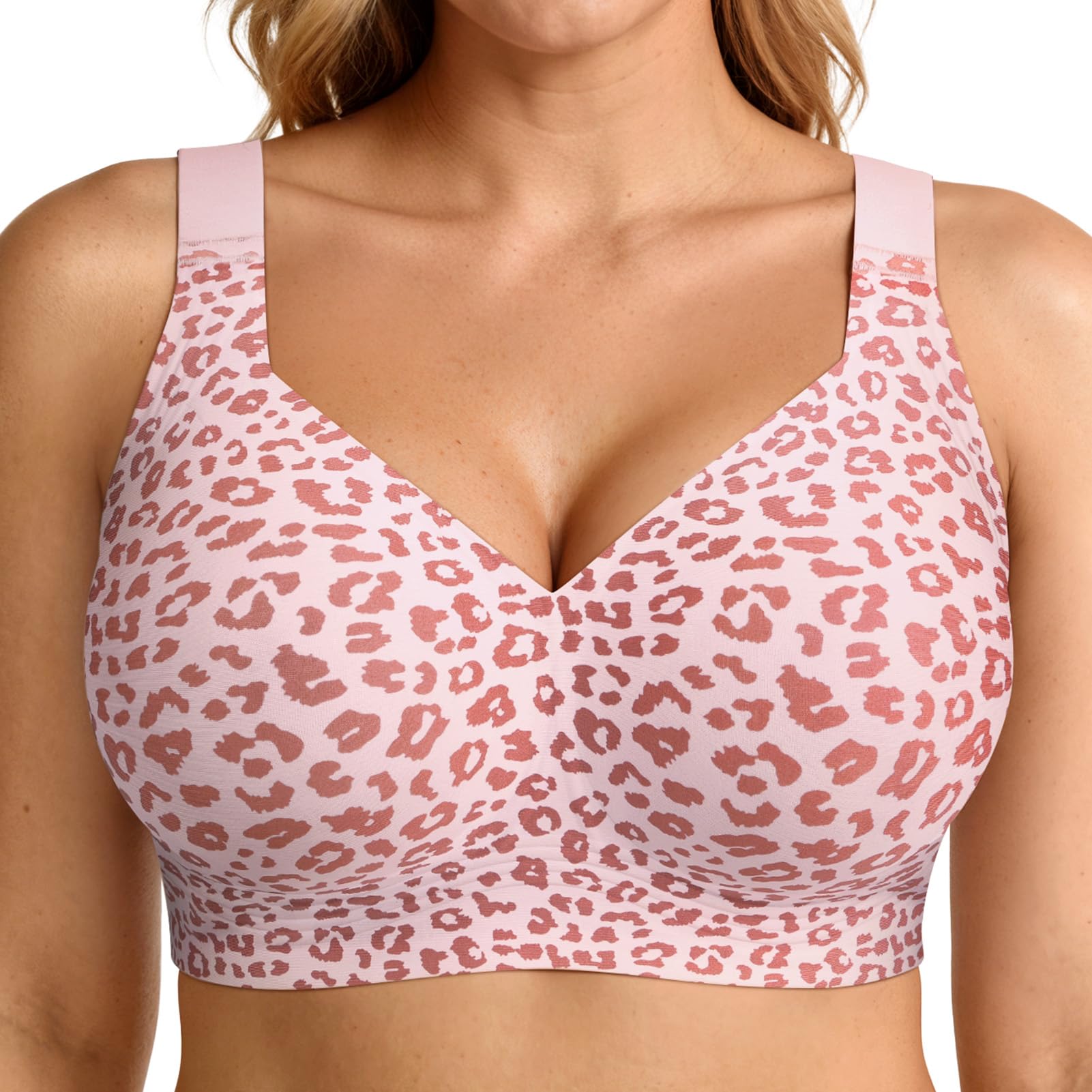 LetsJoli Bras for Women Supportive Wireless Push Up Bra Full Coverage No Underwire Seamless Plus Size for Older Women