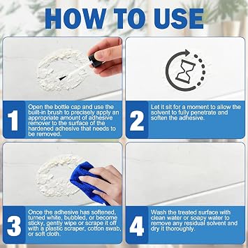 kuailaya Glue Remover, Adhesive Remover, Glue Removal with Precision Brush