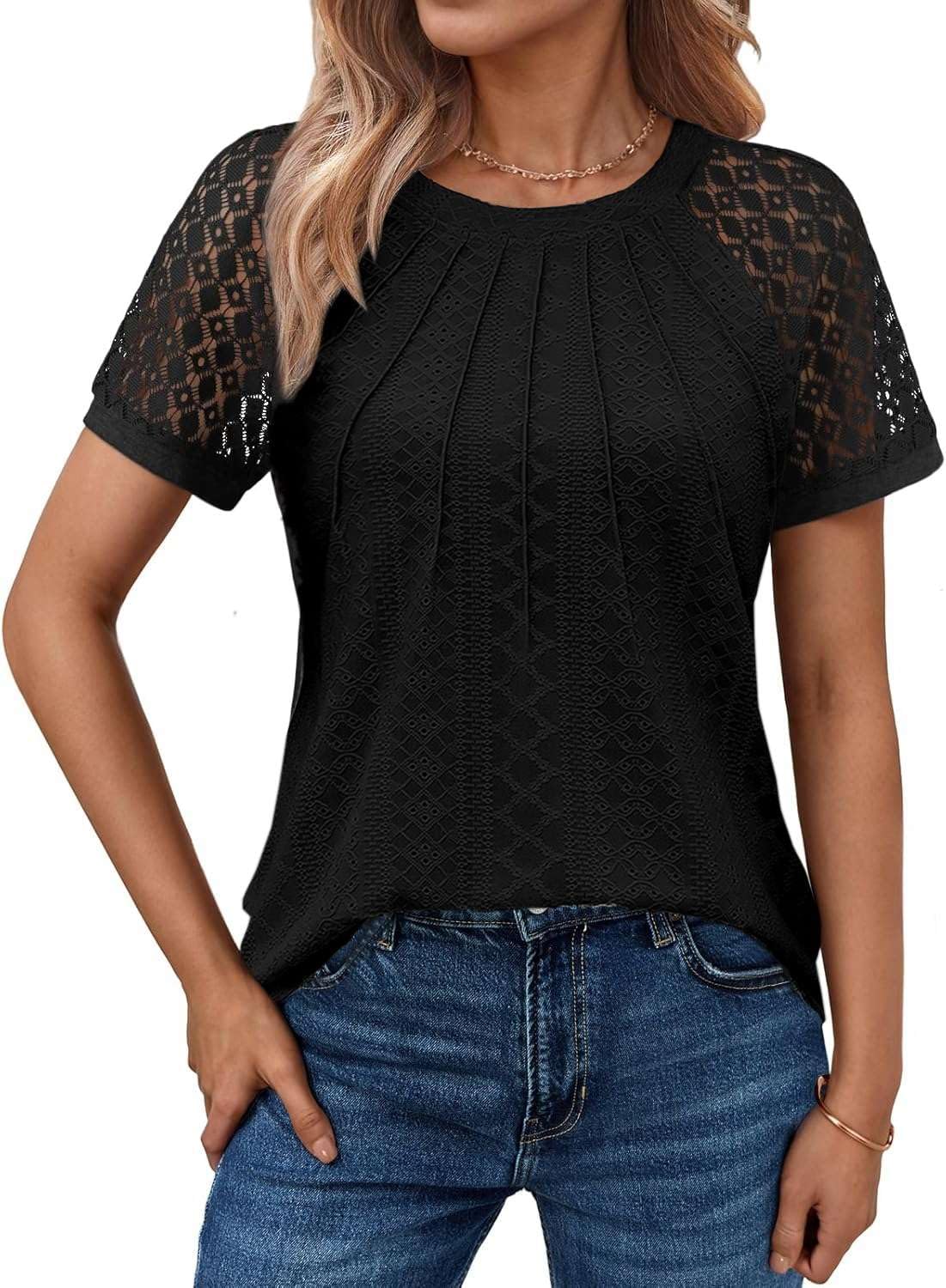 Pawate Damen Langärm Shirts Spitze Tops Business Bluse Casual Tunika Herbst Outfits Kleidung Y2k Blusen