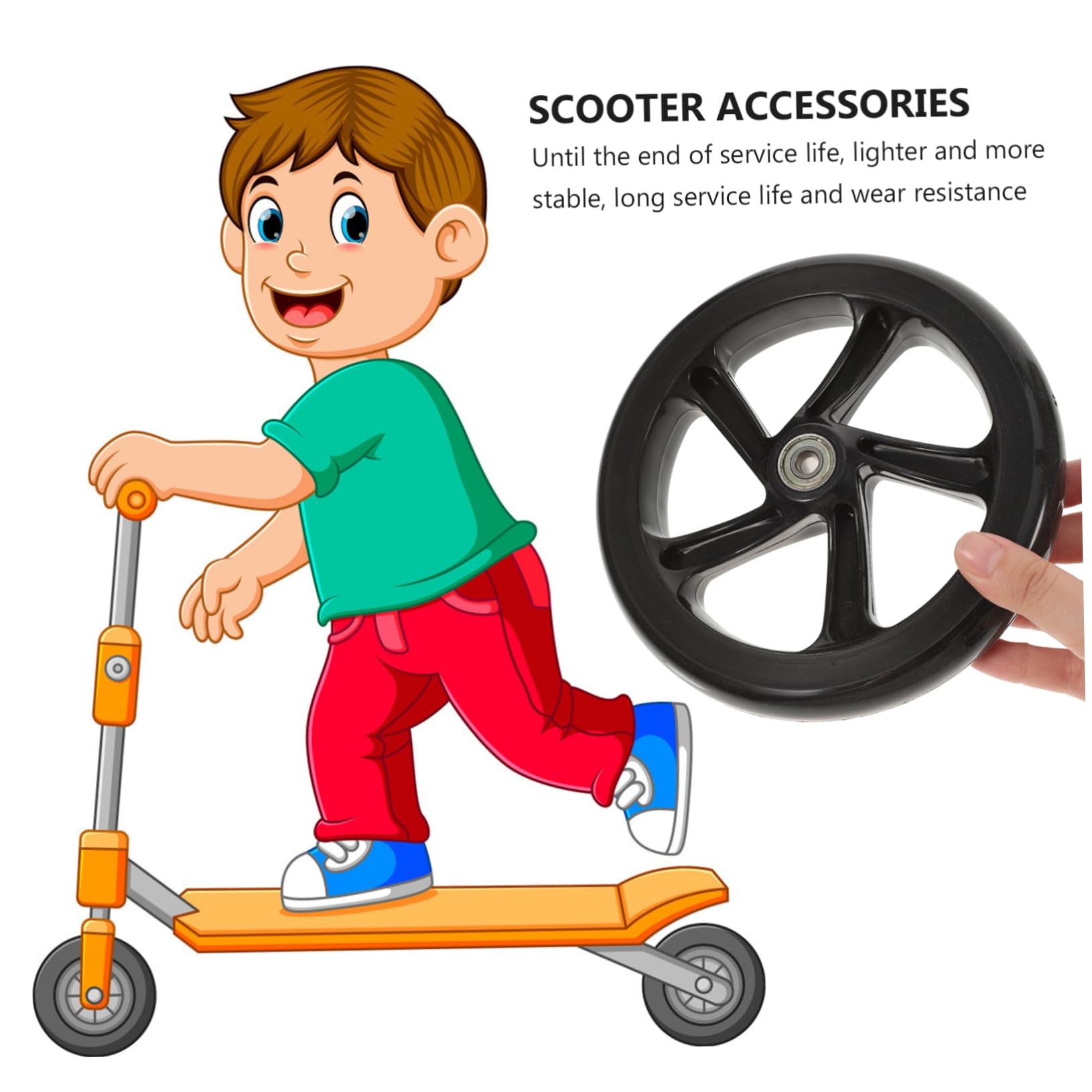 iplusmile Paire de Roue Trotinette en PU Haute Élasticité Roulements 180mm Résistante à l'usure et Stable pour Accessoires Scooter Routes et Rues