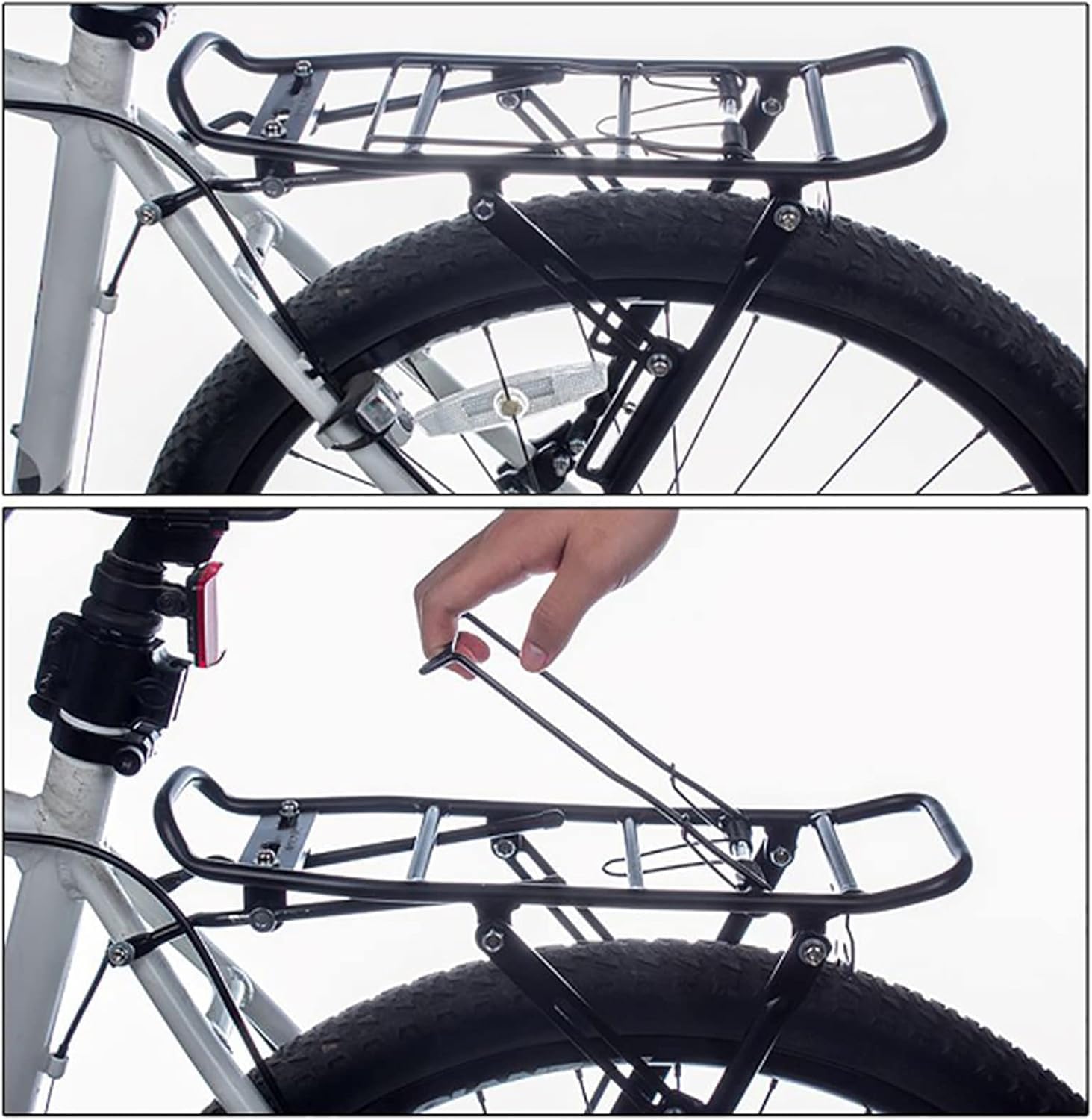 Bagażnik rowerowy do rowerów górskich, wytrzymała półka bagażowa, łatwa instalacja do dojazdów do pracy i wycieczek
