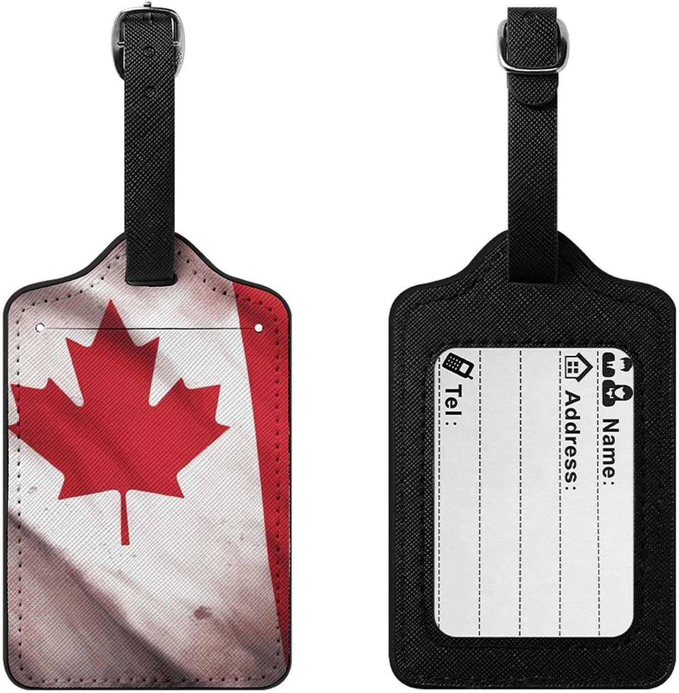 Canadian Flag PU Leather Luggage Tags, Name Tags for Travel image 3