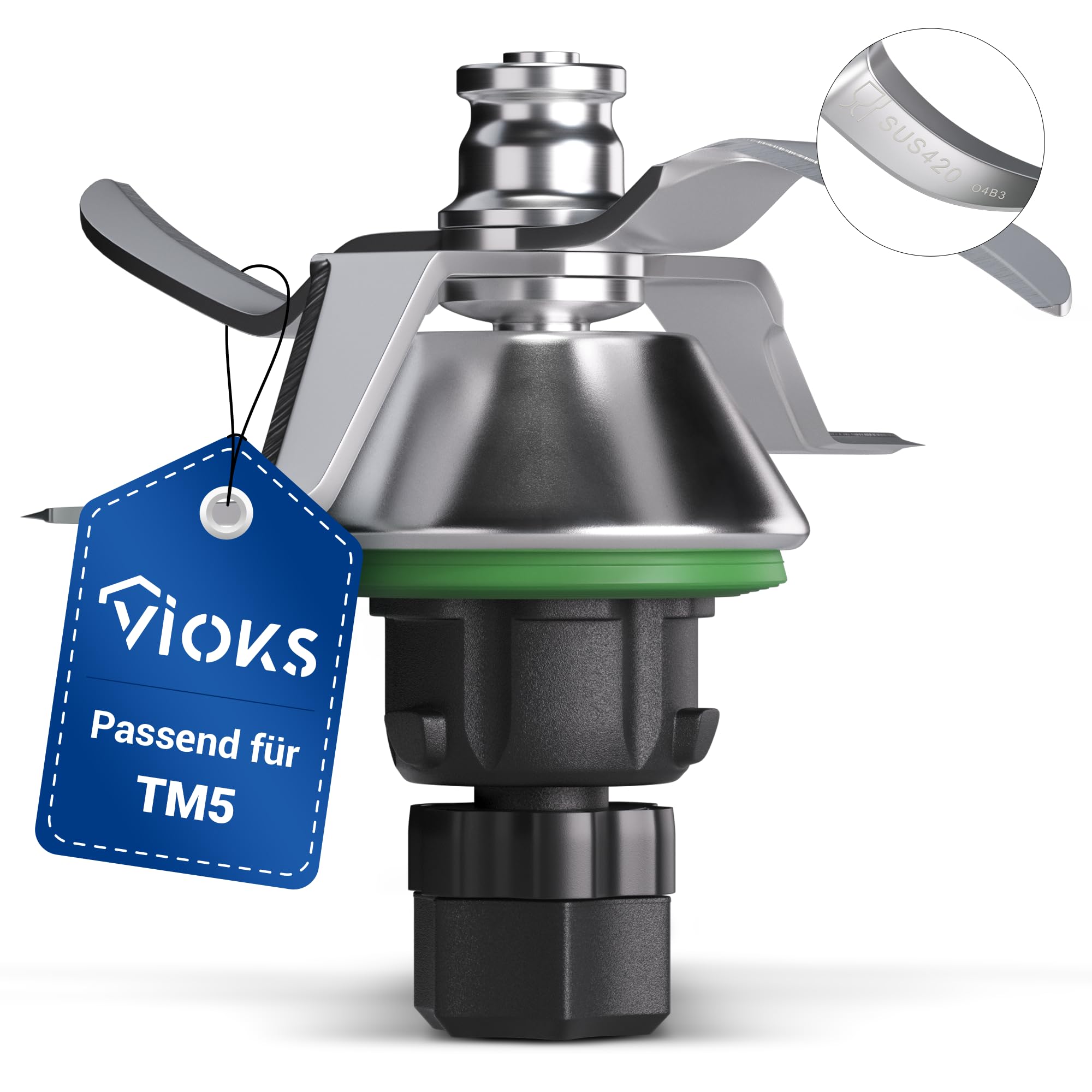 VIOKS Alternativ Messer kompatibel mit Thеrmomix TM5 | Ersatzmesser Mixmesser, aus Edelstahl SUS420, für Küchenmaschine