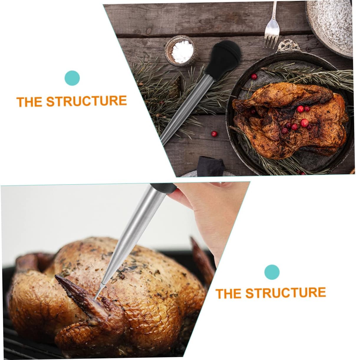 Cabilock Bulb Turkey Injector Flexible Meat Injector for Flavor Enhancement for Pork Beef and Fish Easy to Use Basting Tool for Juicy Turkey and Steak