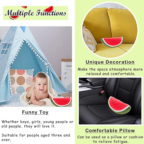 Miniatura 4 de zhidiloveyou Almohada de felpa de sandía, linda almohada de peluche de frutas, regalo para niños, 11.8 pulgadas