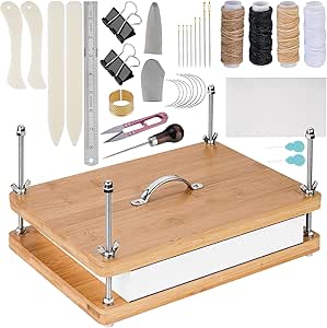 NiHome 35 PCS Book Press Binding Kit for Notebooks, Lesson Plans, Document Organization - Compact Bamboo Bookbinding Tools, Book Binding Supplies with Portable Handle for Beginners DIY