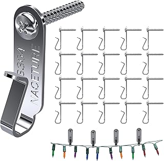 20 Pack String Light Hanger Hooks- Stainless Steel Light Clips