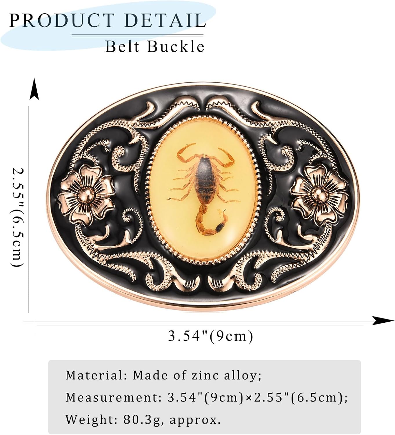 Belt Buckle for Women Men, Scorpion Western Floral Belt Buckles│Christmas Halloween Belt Buckle Gifts - Image 2