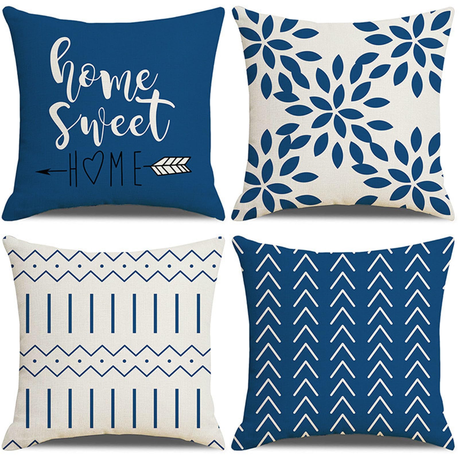 Housses de coussin 55x55 bleu lin pour protéger vos oreillers usés de salon