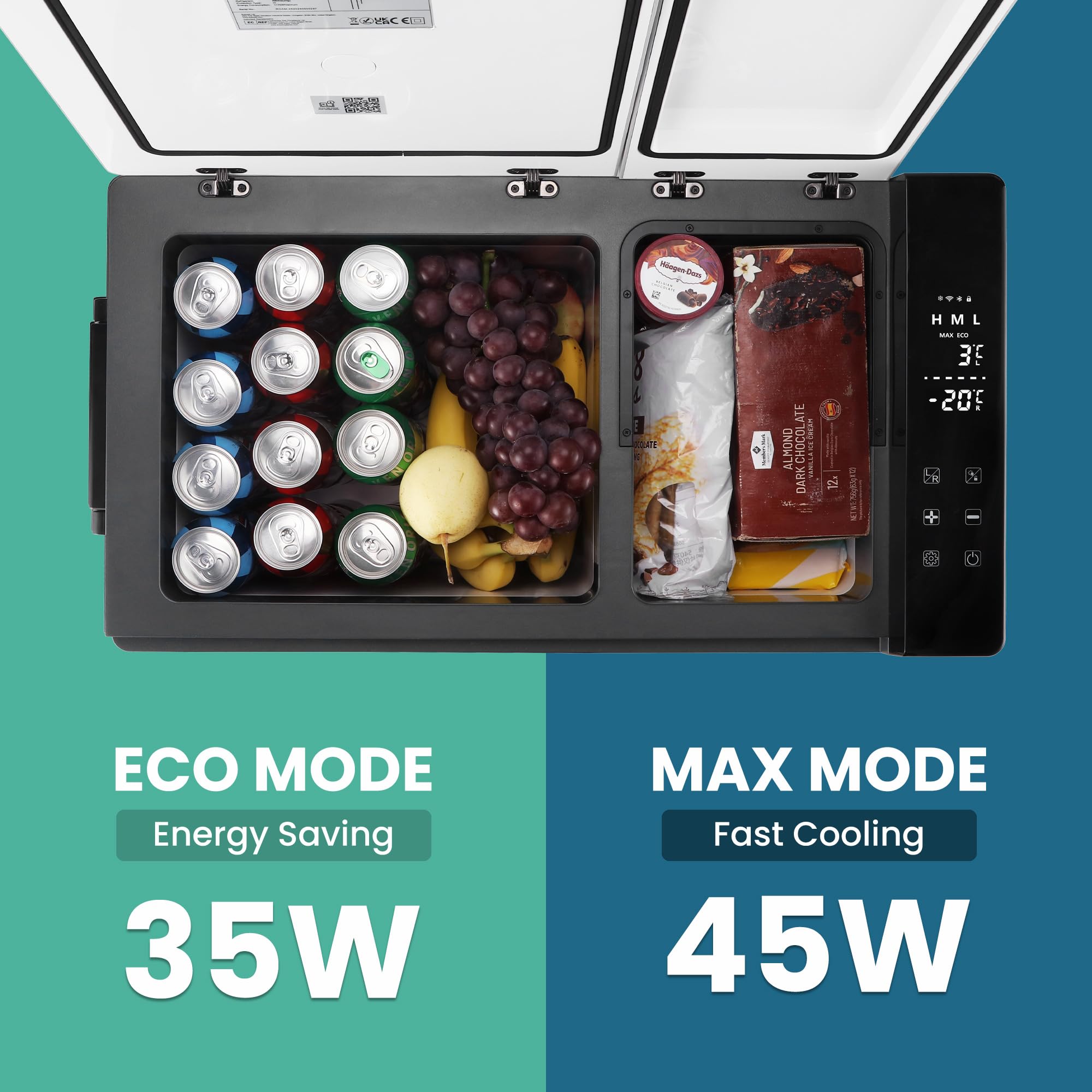 Subcold Roam45DZ Portable Car Fridge Freezer 45L – 12V/24V/240V Compressor Cooler with App Control, Eco/Max Modes, Battery Protection, Low Noise 44dB – for Cars, Camping, Road Trips & Off-Grid Use - 3