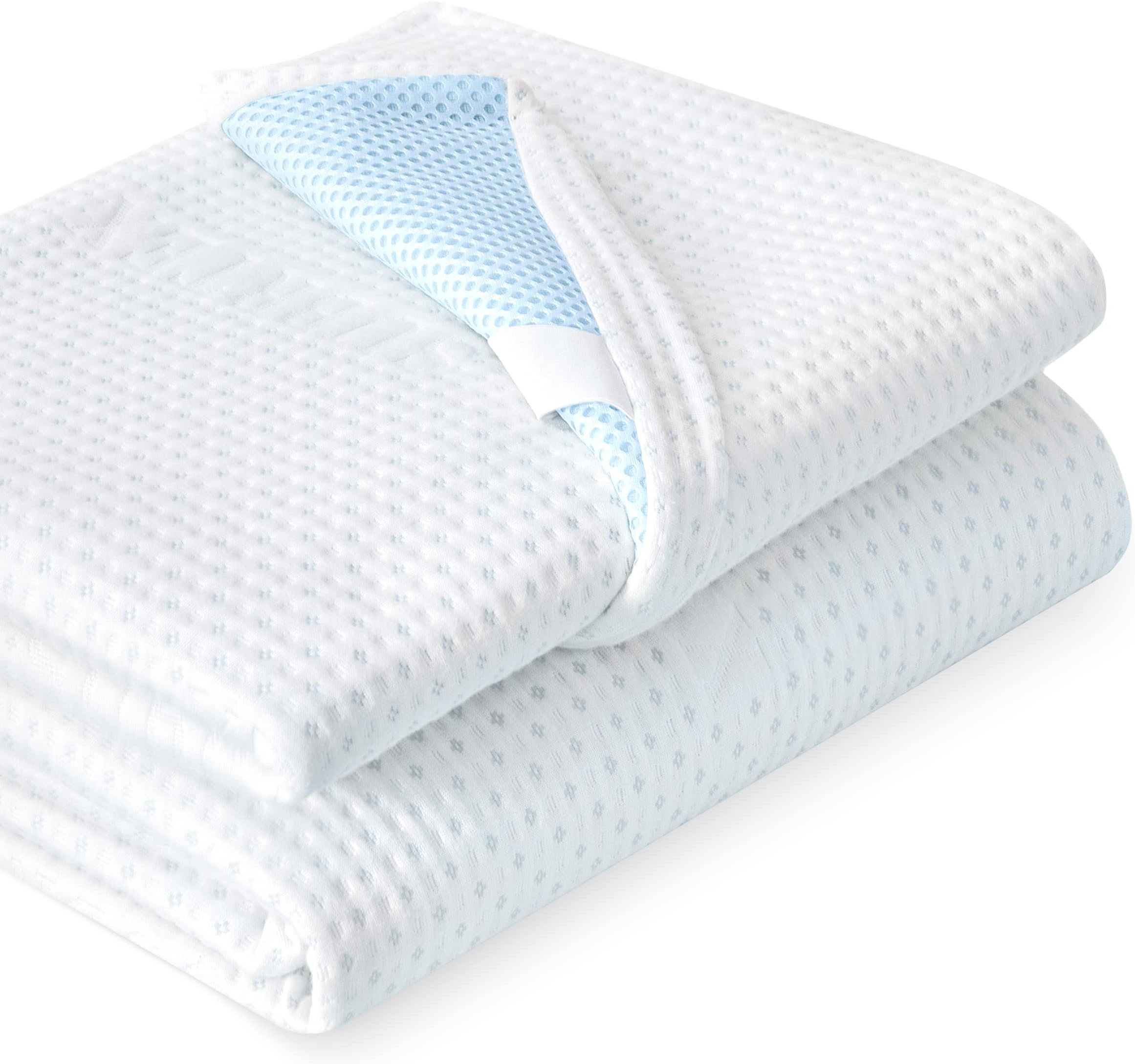 subrtex3 Inch Mattress Topper Cover Mattress Protector Bedding Topper Cover Removable and Breathable Encasement for Latex Cool Mattress Protectors with Zipper with Adjustable Straps (King,White)