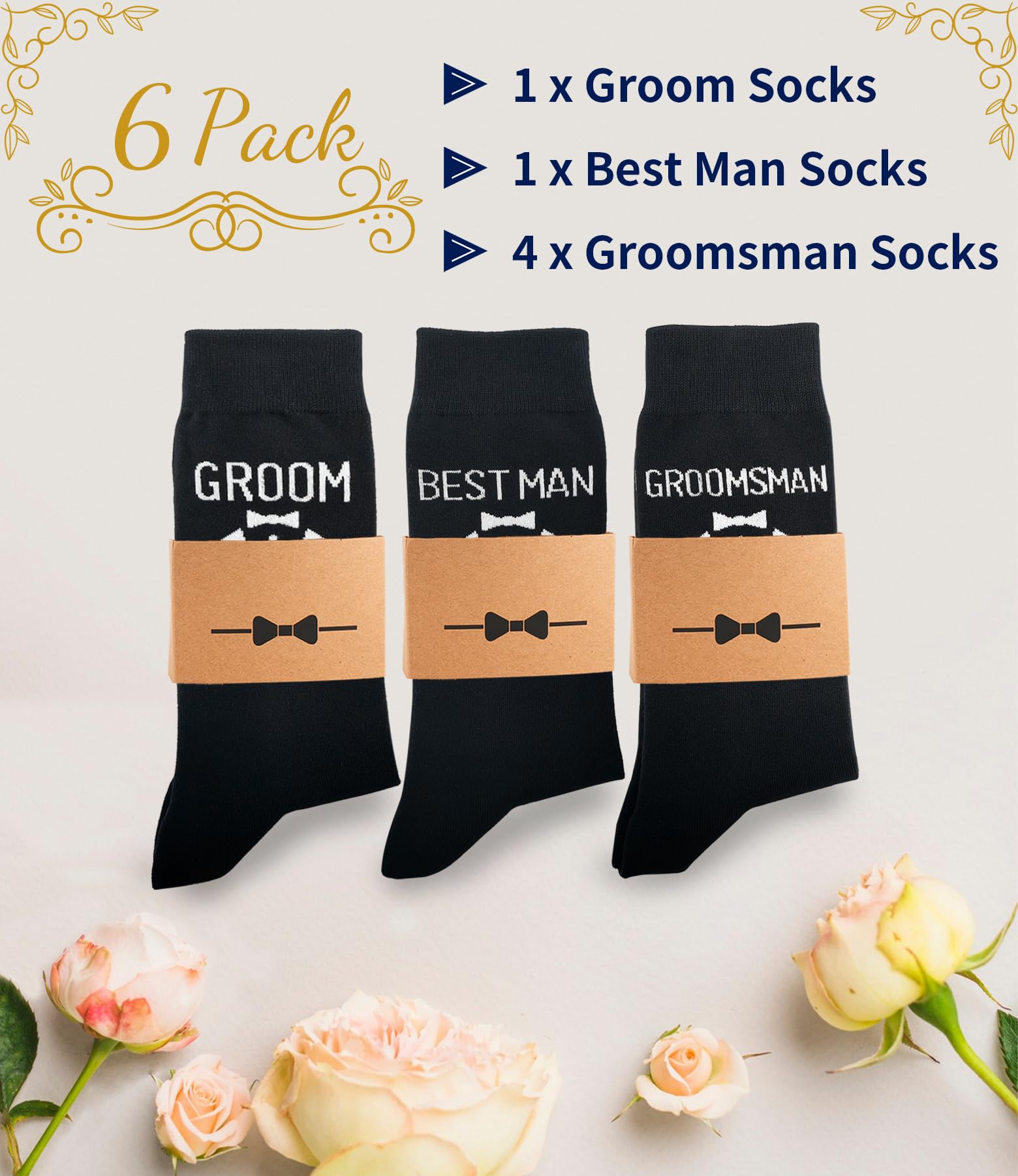 Paquete de regalo de calcetines de boda para hombre, calcetines de vestir para novio