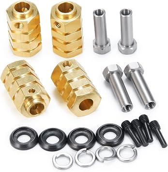 12 mm Brass Wheel Hex Hub Extender Adapter for TRX4, TRX6 and 1/10 RC Crawler Upgrade Parts, Heavy Duty Wheel Spacers (20 mm)