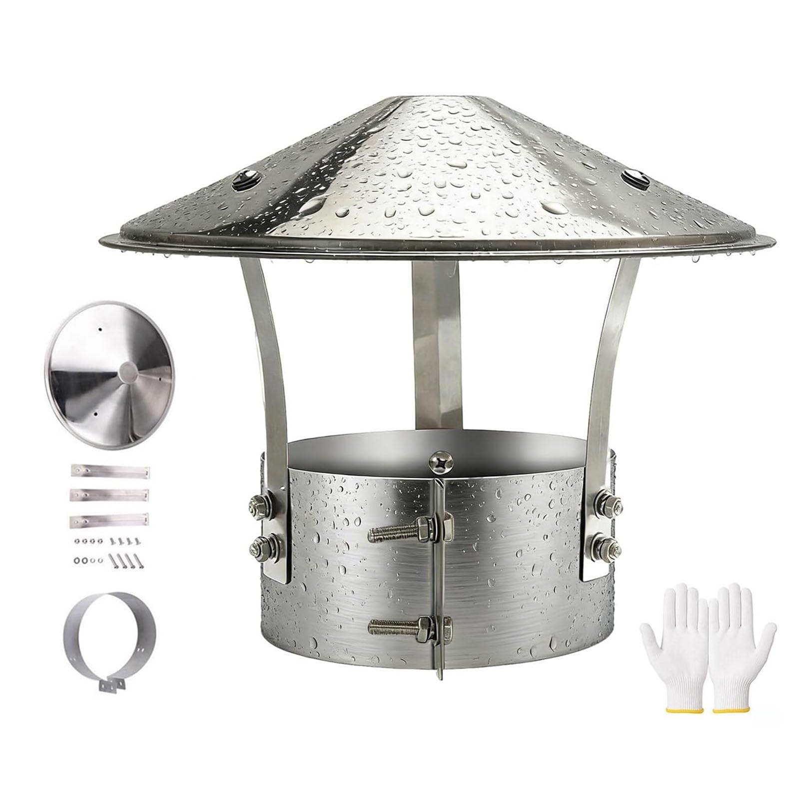 Tapa de Chimenea de Acero Inoxidable para Conducto de Estufa Exterior, Resistente a la Intemperie, Ventilación para Tejado, para Chalés y Viviendas(18 cm/7 inches)