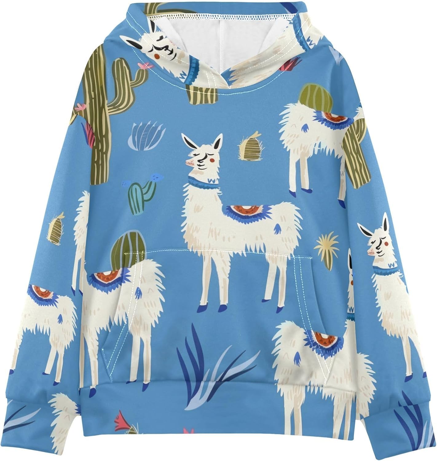 ZZXXB Ethnic Cacti Kids Sweatshirts Boys Girls Hooded Kangaroo Pocket Pullover Tops XS-XXL