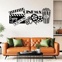 Metal Movie Wall Decor, Movie Room Metal Wall Decor, Metal Movie Reel Wall Decor, Movie Reel Decor, Movie Decorations for Home Theater, Movie Reel Wall Decor, Living Room Wall Decor Black, 53"x 23"| 135x59cm