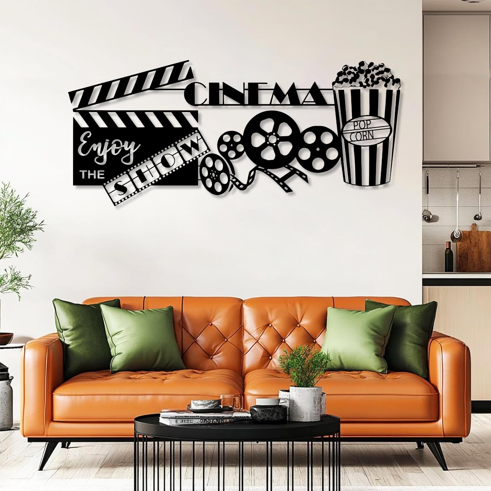 Metalowa rolka filmowa dekoracja ścienna inspirowana kinem metalowa sztuka ścienna kino domowe dekoracja ścienna do salonu medialnego biura czarny 24 dł. x 10 W