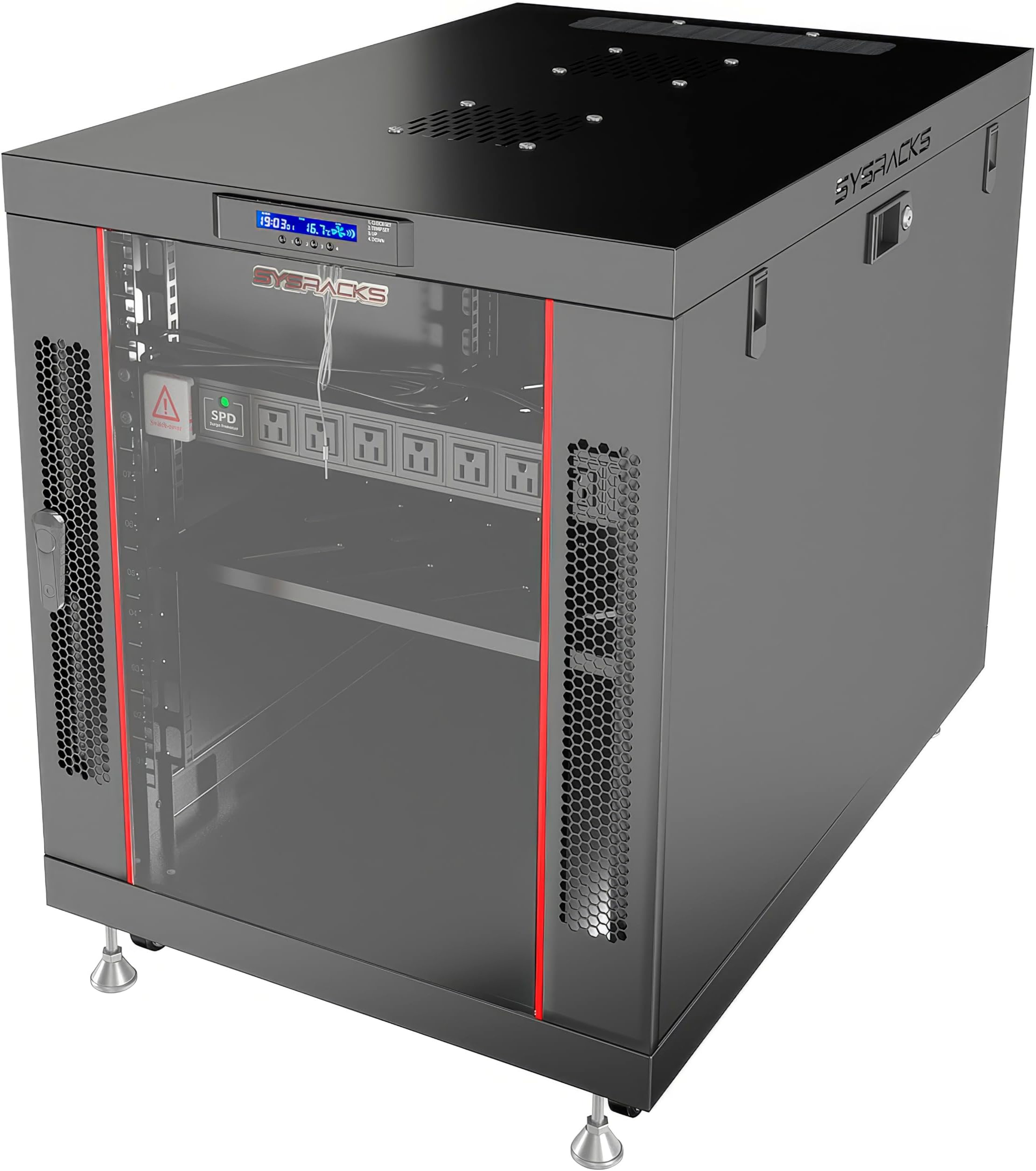 19" Server Rack Cabinet 12U – 35" Deep Network Cabinet Enclosure with Glass Door, Locking Panels, Cooling Fans, PDU & Shelf, IT Rack for Servers, Switches, AV Equipment
