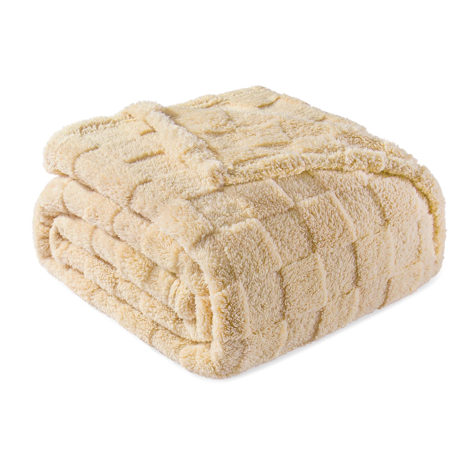 Exclusivo Mezcla Manta de Franela Doble Cara – Suave, Ligera y Cálida, Ideal para Sofá y Cama, Todas Las Estaciones, 130x150 cm, Beige OEKO-TEX STANDARD 100