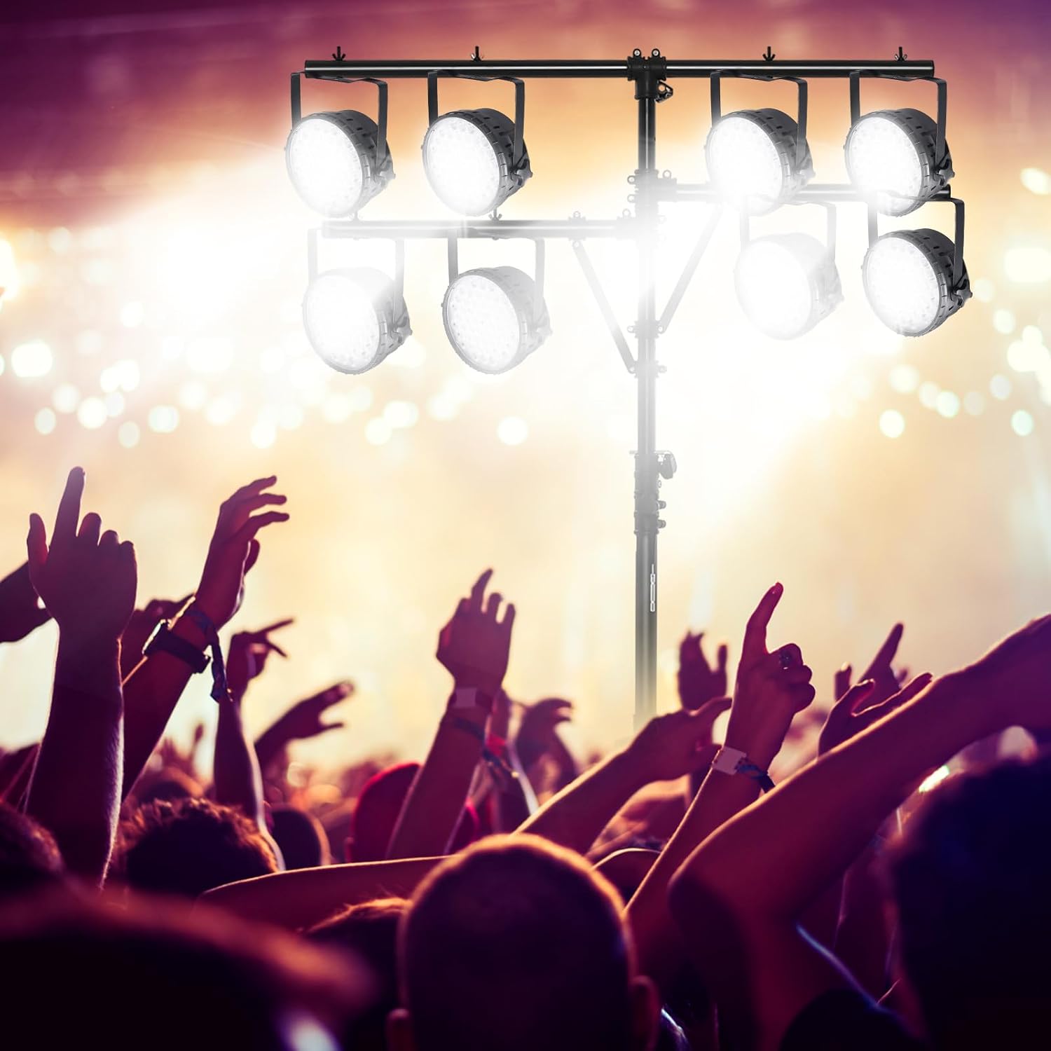 S AFSTAR DJ Lights Stand, Tripod Lighting Stand w/ 6.1-11.5 FT Adjustable Height, Portable T Bar Light Stand w/ 100 LBS Capacity, Stage Lighting Stand for DJ Lights Bar Banquet Party