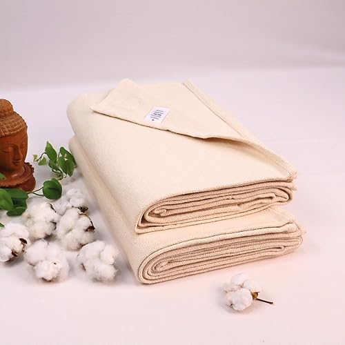 Miniatura 2 de Juego de 2 mantas de yoga tejidas a mano de algodón Iyengar para yoga restaurativo, manta de yoga suave y duradera, ideal para yoga y meditación