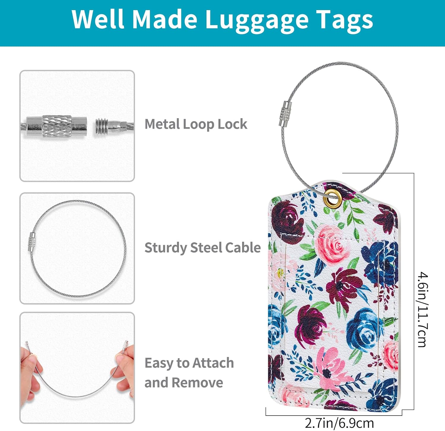 Fishent Luggage Tag, 3 Pack Travel Cruise Luggage Tags for Suitcases, Cute Suitcase Tags Identifiers Bag Tags with Privacy Flap, Baggage Name Tag for Women Men Luggage Backpack Handbag School Bag - Image 3