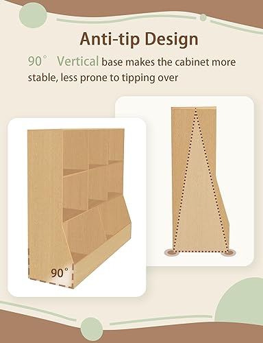 Miniatura 8 de DINZI LVJ Organizador de almacenamiento de juguetes, estantería para niños, armario de almacenamiento de juguetes de madera, estantería para niños