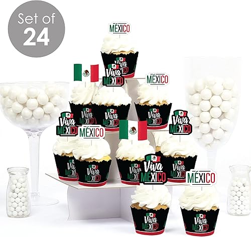 Miniatura 2 de Big Dot of Happiness Viva México - Decoración para cupcakes  Juego de envoltorios y selecciones de golosinas para el Día de la Independencia