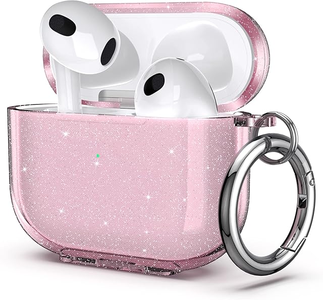 ULAK for Airpods 3 Case Clear, Protective AirPod 3 Cover Soft TPU Transparent Shockproof Case Accessories with Keychain for Airpods 3 [Front Led Visible] - Pink