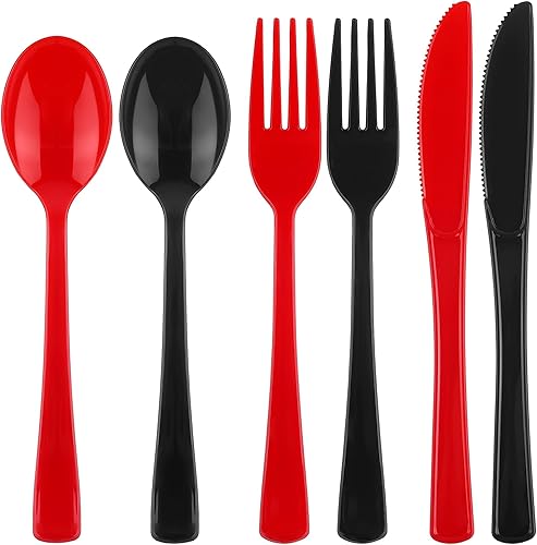 Miniatura 9 de Kochorie 300 Piezas de Vajilla de Plástico Pastel de Plata, Juego de Cubiertos de Plástico Resistente, Utensilios Desechables Pesados Incluye