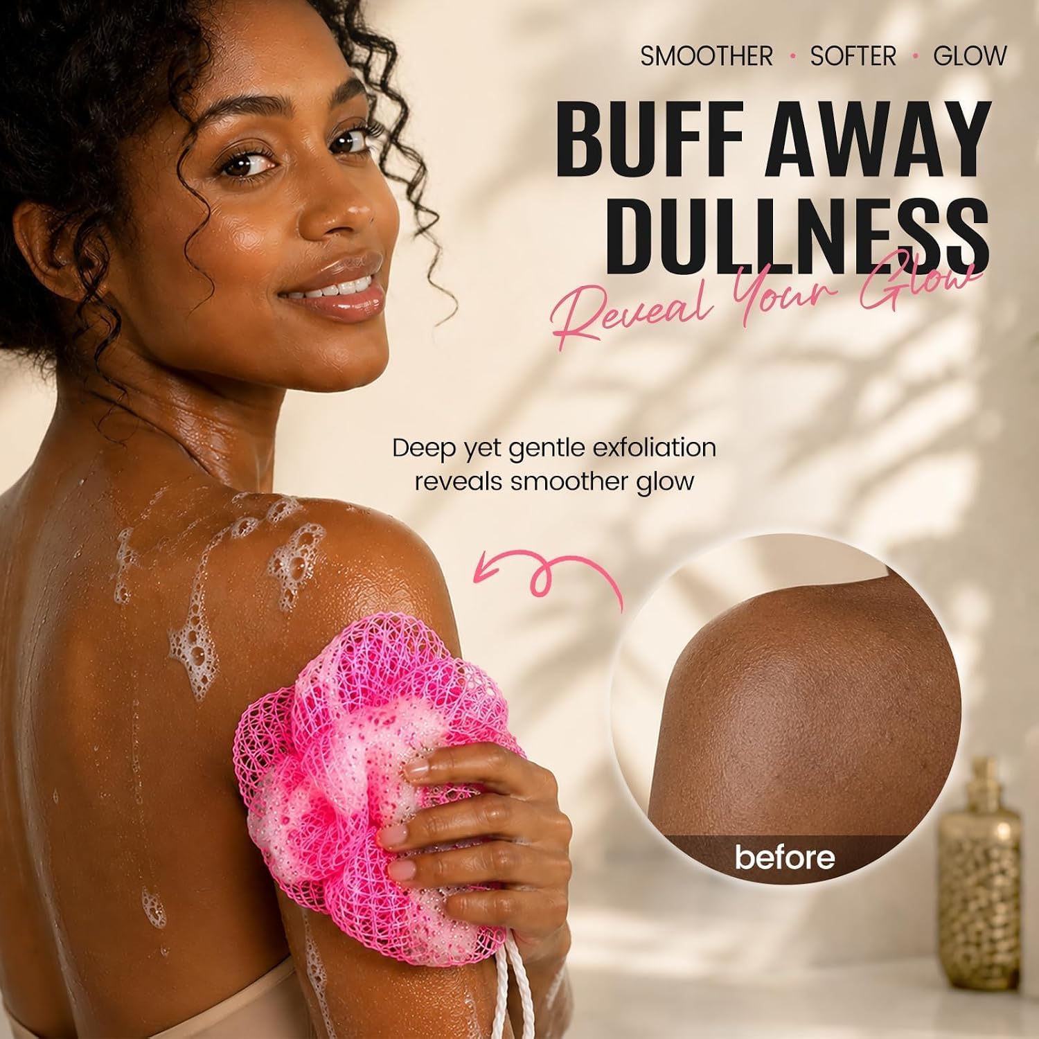 2 Pieces African Net Sponge, Authentic Real African Exfoliating Net Bath Sponge Wash Cloth Loofah Exfoliating, Body Back Scrubber for Shower, Nylon Exfoliating Washcloth Towel for All Skin