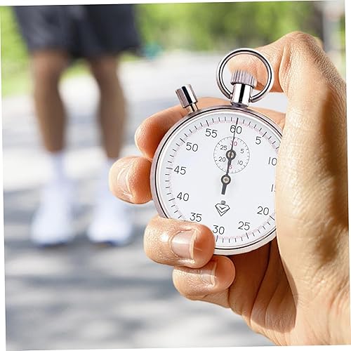 Miniatura 5 de Stop Watch Stainless Steel Mechanical Analog Stopwatch with Pause Handheld Timer for Running, Training & Experiments
