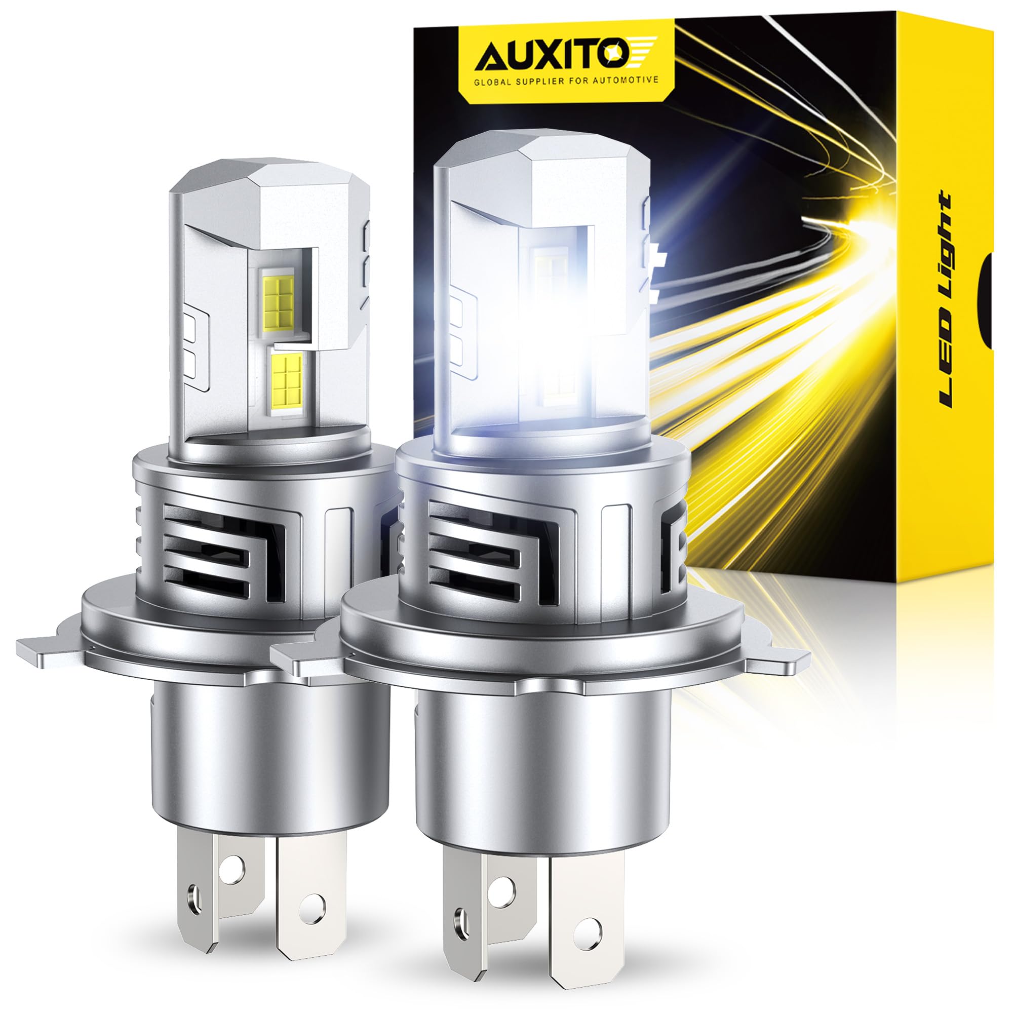AUXITO H4 9003 Fog Light Bulb - 900% Brighter 6500K White, Pack of 2