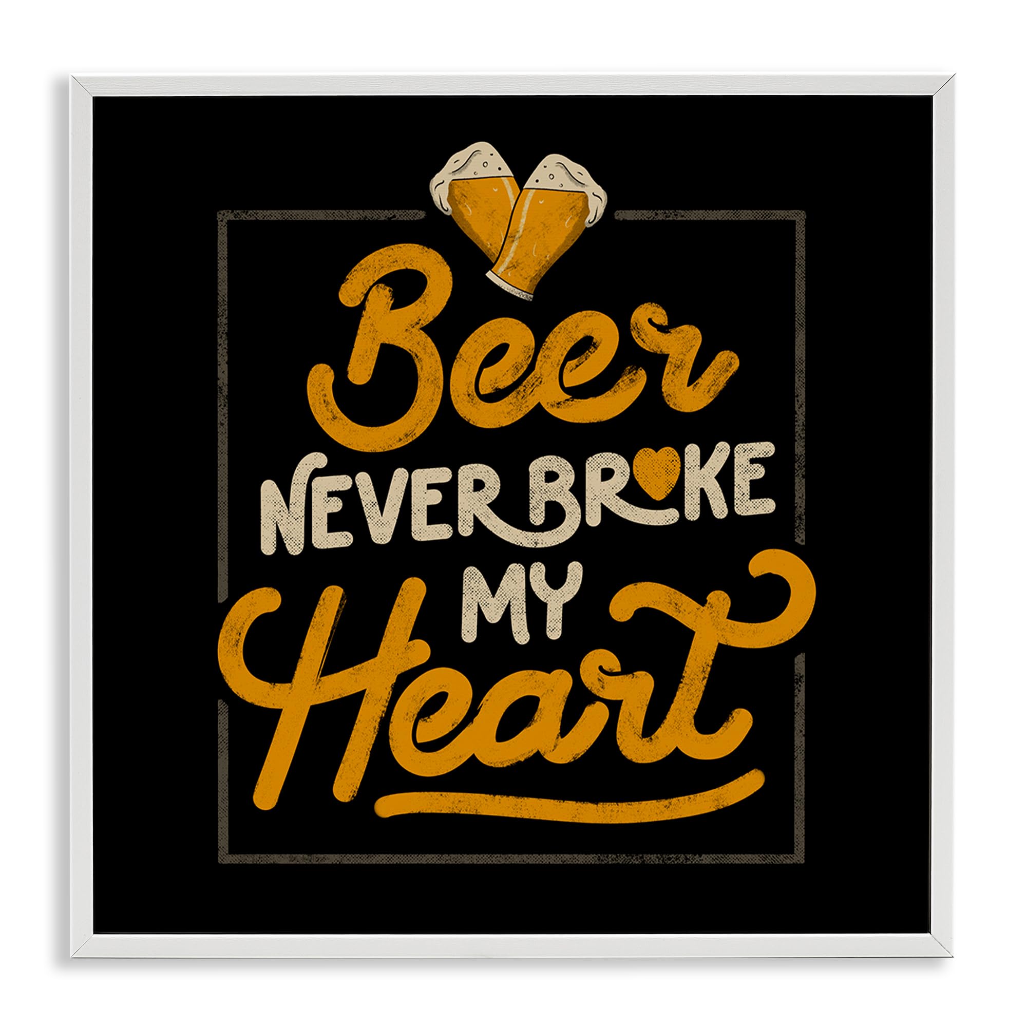Stupell Industries Coastal White (Textured) 'Beer Never Broke My Heart'| Framed Giclee Art