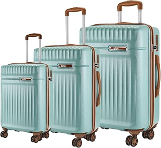 Safari Runner Set of Small, Medium and Large 8 Wheels 55, 66 and 77cm Hard Case Polycarbonate 360 Degree Wheeling System, Trolley Bags for Travel, Suitcase for Travel, Sage Green
