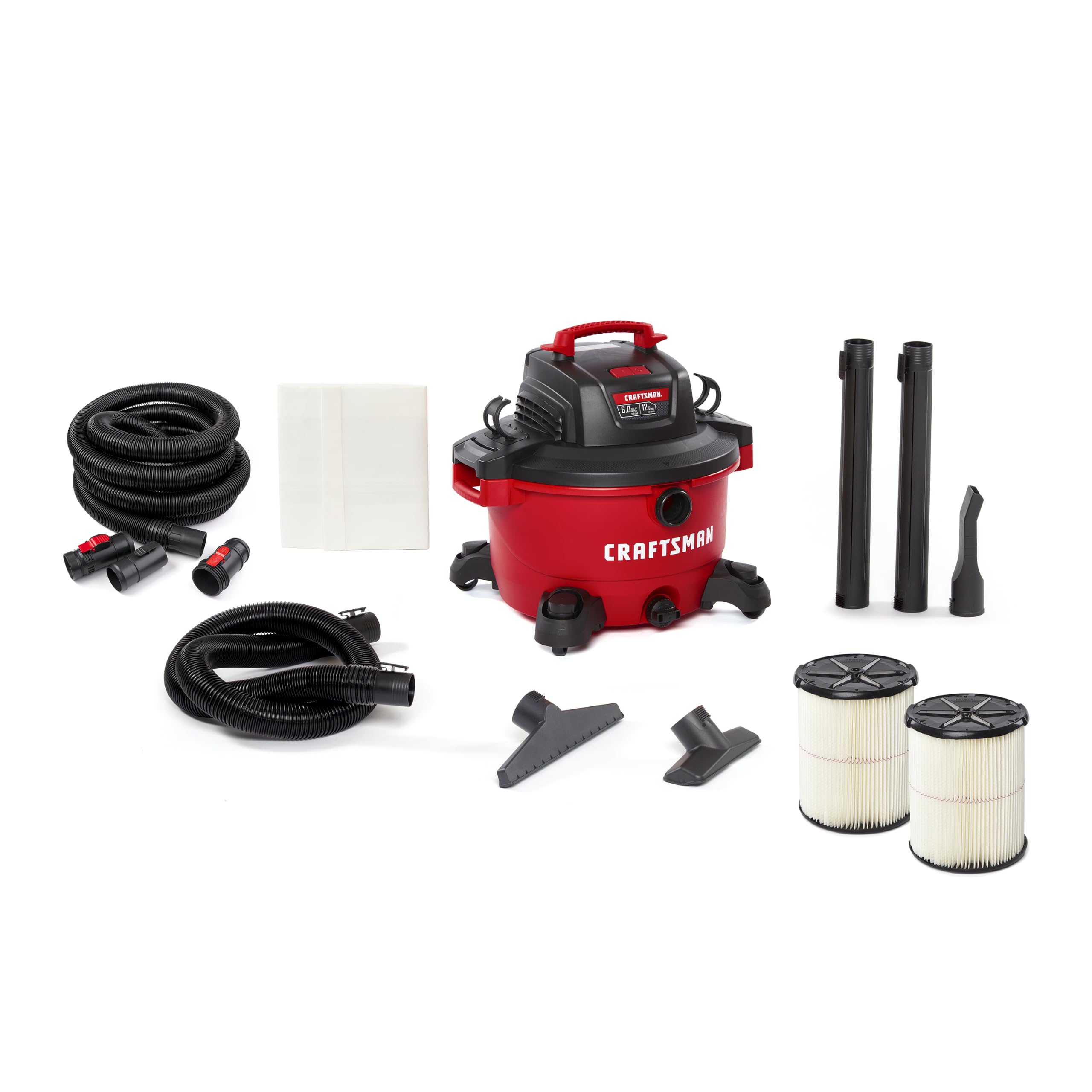 CRAFTSMAN CMXEVBE17594 12 Gallon 6.0 Peak HP Wet Dry Shop Vacuum Bundle