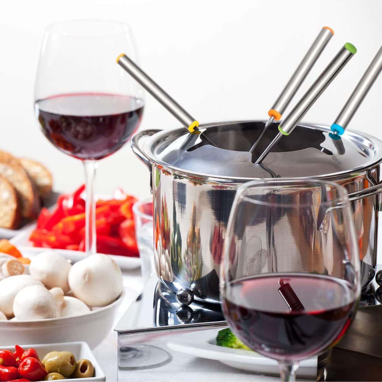 6PCS Stainless Steel Fondue Forks - 9.5 Inch, Colored Coding, Set of 6 for Hot Pot, Barbecue, Fruits, Vegetables — Amazon image 4