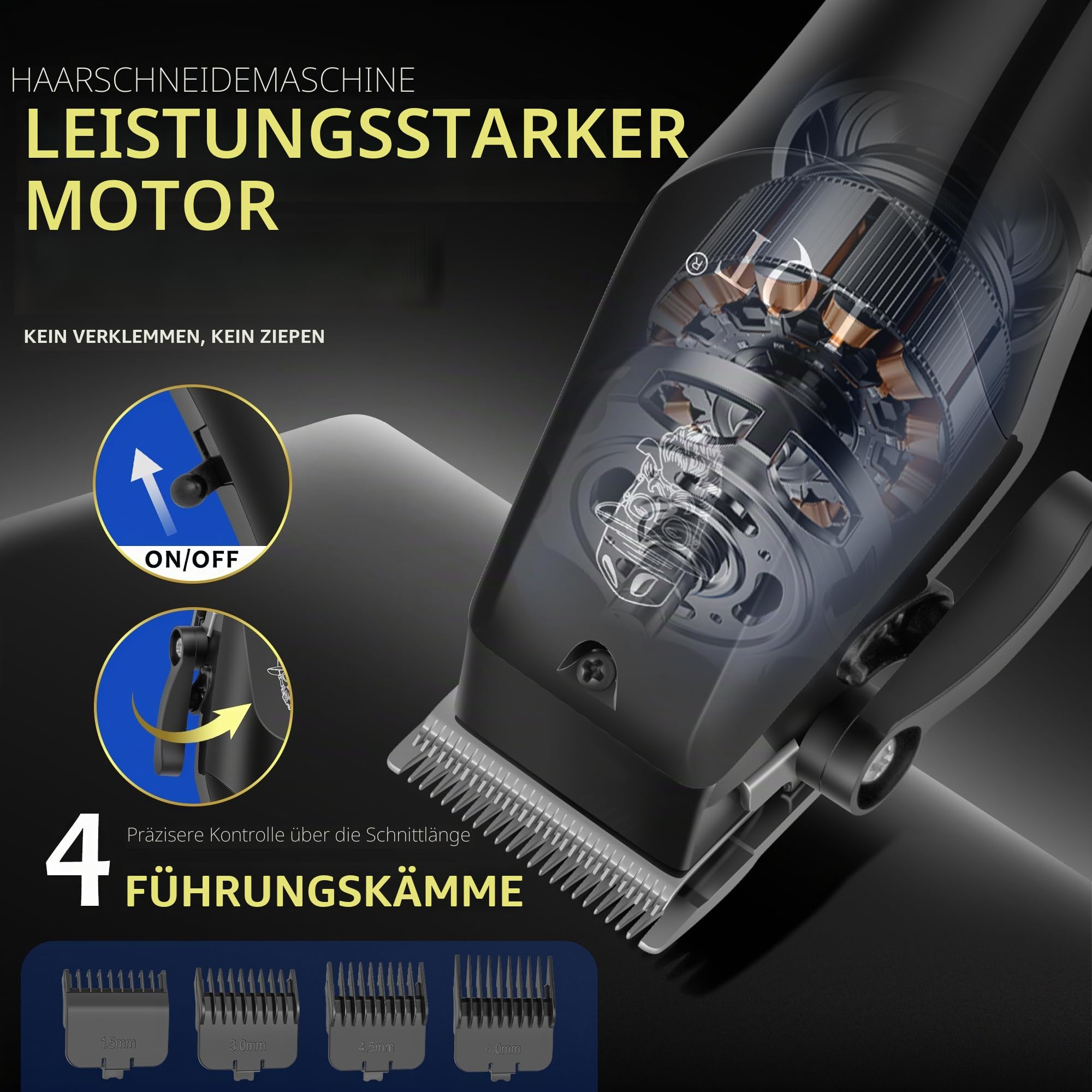 Haarschneidemaschine für Männer mit LED-Display, 4-teiliges schnurloses Pflegeset mit Haarschneidemaschine, Bartschneider, Folienrasierer & Nasentrimmer, Komplettset für den Heimbarber