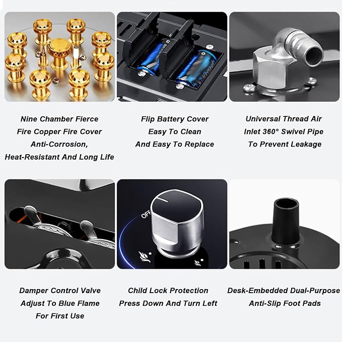 Estufa a Gas 2 Puestos, 5.2KW, Acero Inoxidable, Con Protección de Apagado miniatura 7