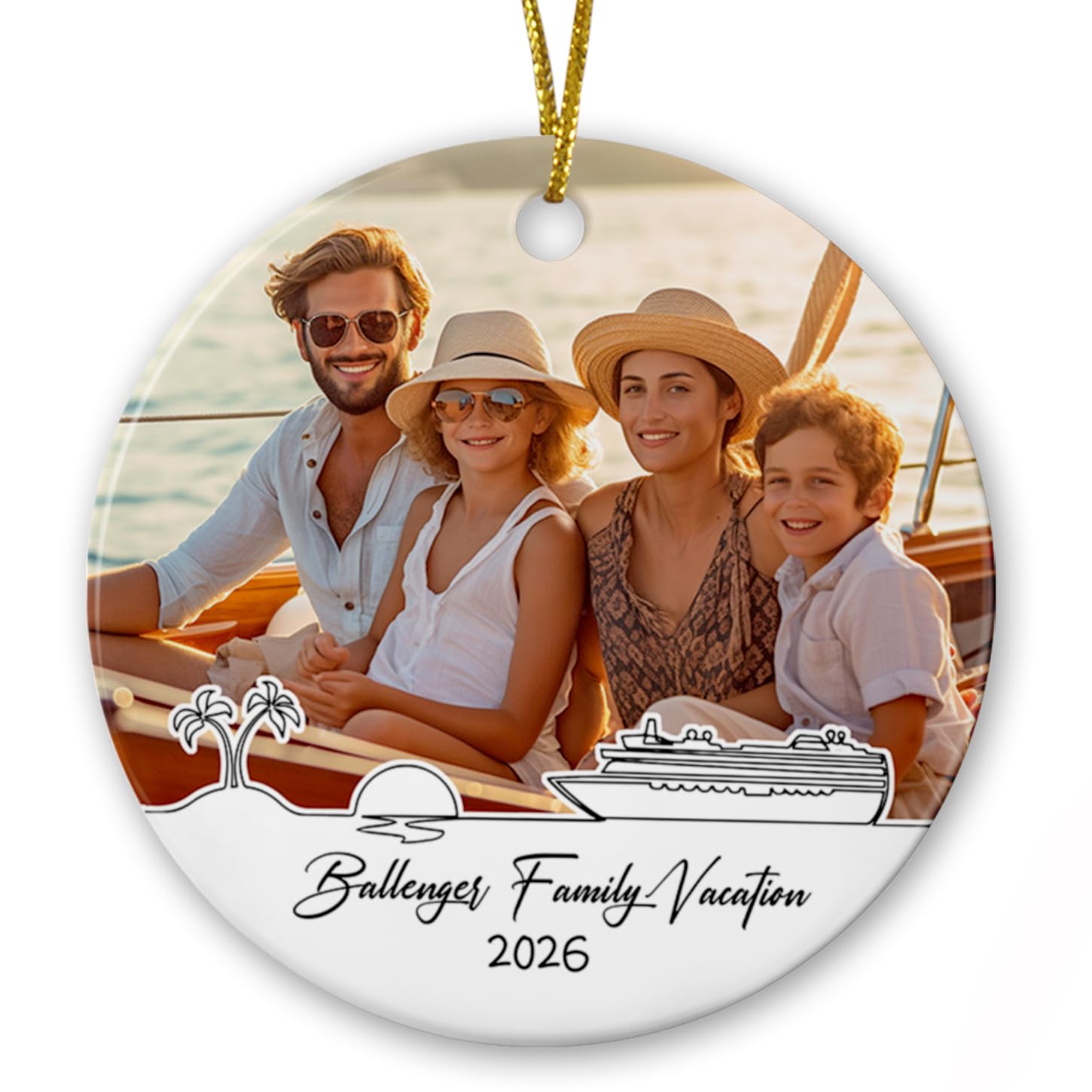 Personalized Family Photo Christmas Ceramic Ornament Upload Any Picture, Our Family Christmas 2026 Photo Frame Ornament, Custom Picture Text Xmas Tree