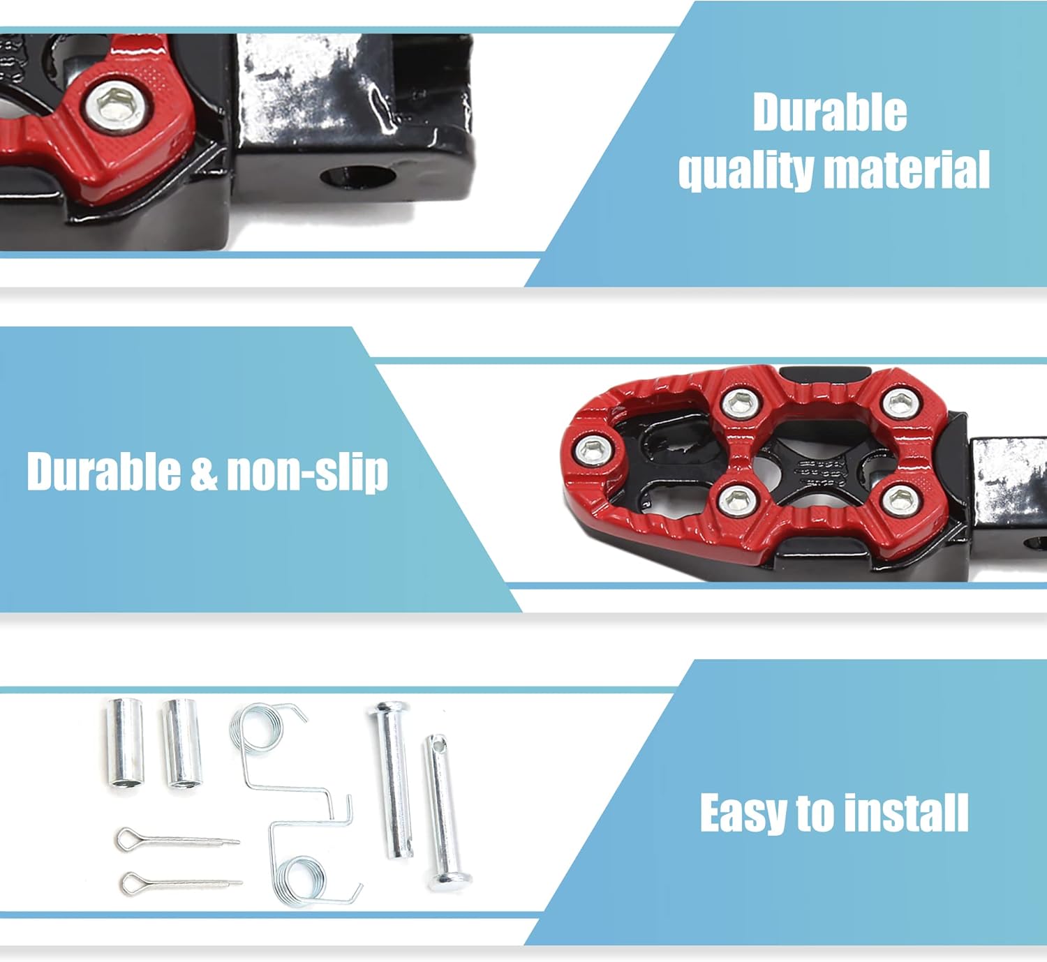 uxcell 1 Pair 8mm Metal Motorcycle Rearsets Rear Set Footrest Footpeg Foot Rest Peg Bike Bicycle Cycling Red