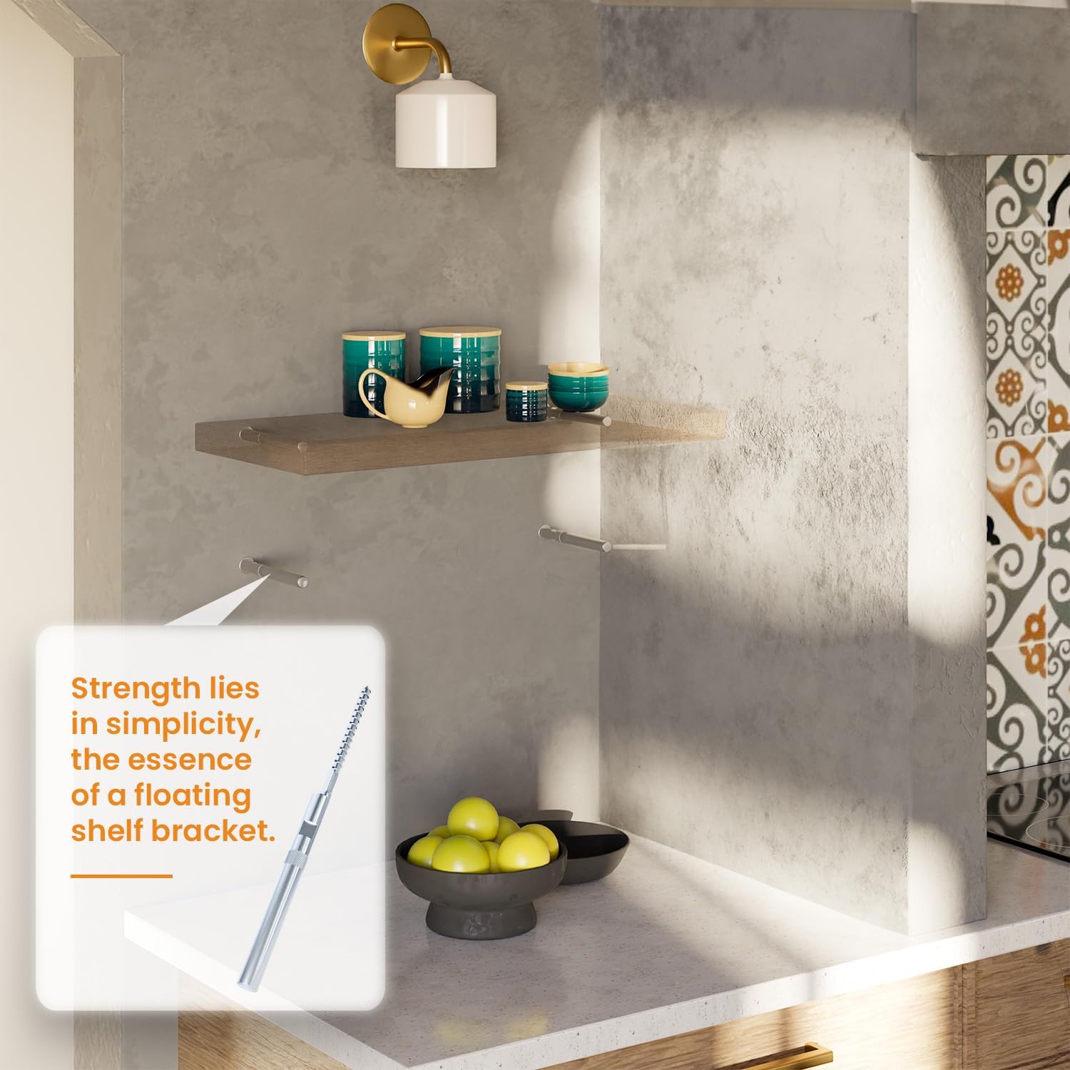 BATODA Floating Shelf Bracket (8 pcs) - Blind Shelf Supports - Silver Hidden Brackets for Floating Wood Shelves – Great Invisible Support for Thin Shelf – Shelving Mounting Hardware Included (Pack 8)