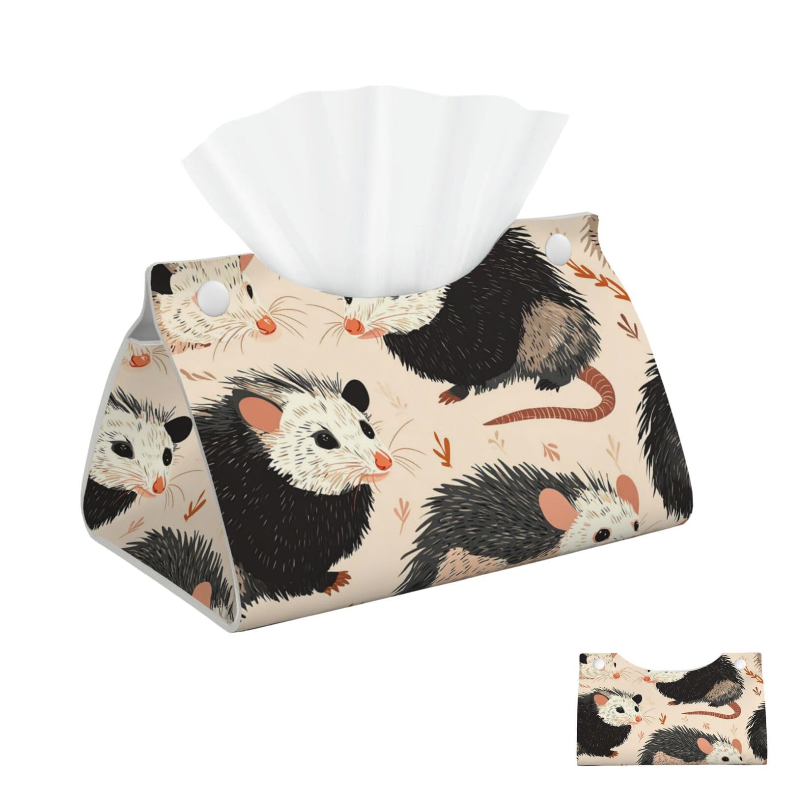 Opossum Pattern Tissue Box Cover Square Cube Boxes