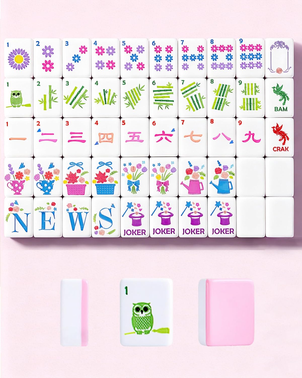HYZYey Mahjong Tile Set β Pink Blossom