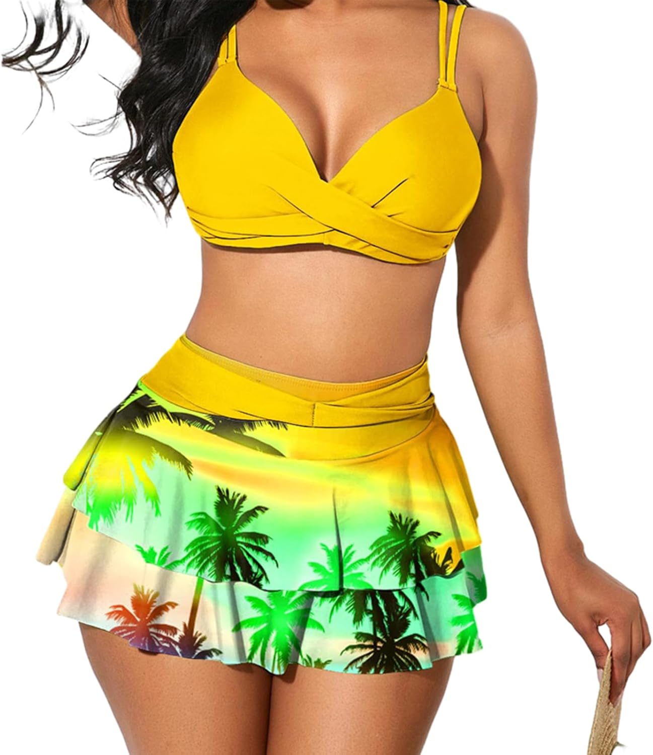 Women Bikini Sets Split Swimsuit 2-Piece Comfortable Printed Adjustable Strap Swimming Suit Push Up Wrap Beachwear