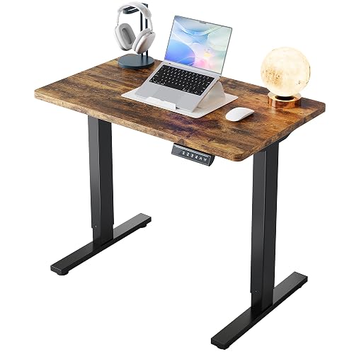32x19 Inch Small Electric Standing Desk, Adjustable, Rustic Brown |