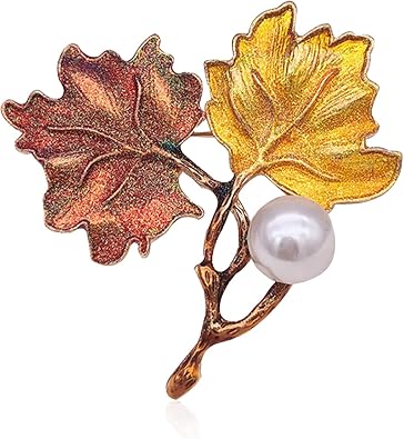 Anmpab Maple Leaf Brooch for Women Sparkling Leaf Brooch Pin Maple Leaf Brooch Lapel Pin Clothing Hat Bag Accessories for Christmas Valentine Day Birthday
