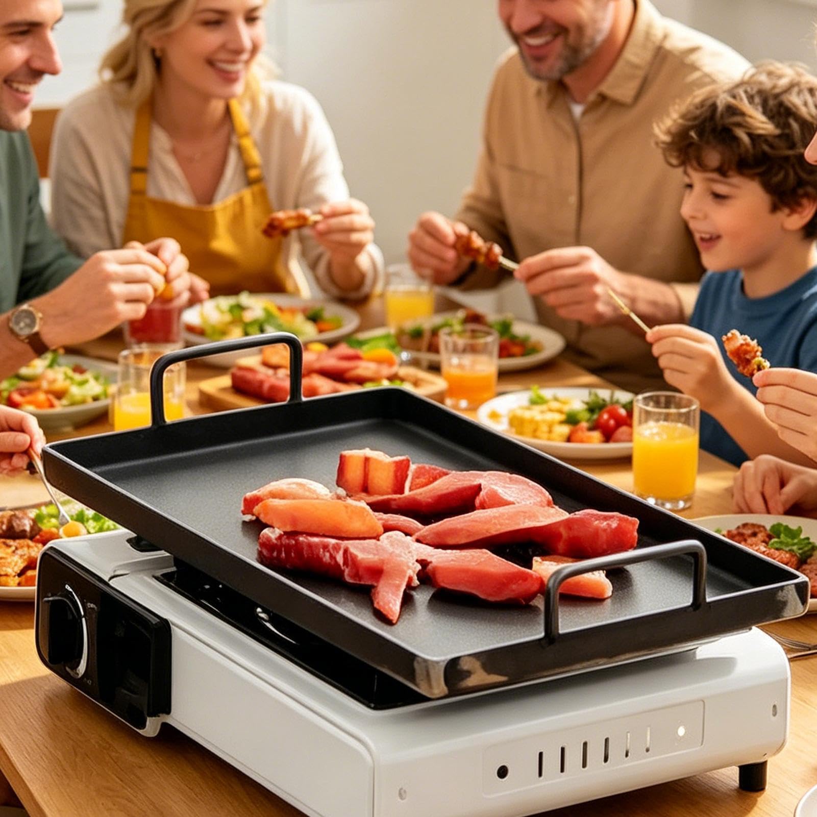 Gusseisen Griddle Backblech,Antihaft Kochgeschirr mit Griffen | Grillpfannen Backblech im Freien | für Grill, Picknick, Innenküche, Restaurant, Brot, Steak